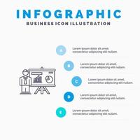 Präsentationsbüro Universitätsprofessor Liniensymbol mit 5 Schritten Präsentation Infografiken Hintergrund vektor