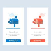 Mailbox-Nachricht E-Mail blau und rot herunterladen und jetzt kaufen Web-Widget-Kartenvorlage vektor