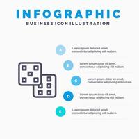 tärningar gaming sannolikhet blå infographics mall 5 steg vektor linje ikon mall