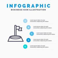 hörn flagga golf sport linje ikon med 5 steg presentation infographics bakgrund vektor