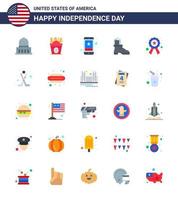 25 USA platt tecken oberoende dag firande symboler av polis amerikan cell känga telefon redigerbar USA dag vektor design element