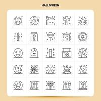 Umriss 25 Halloween Icon Set Vektor Linienstil Design schwarze Icons Set lineare Piktogramm Pack Web und mobile Geschäftsideen Design Vektor Illustration