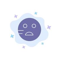 ledsen emojis skola blå ikon på abstrakt moln bakgrund vektor