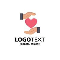 hjärta ge hand favorit kärlek företag logotyp mall platt Färg vektor