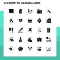 25 Symbolsatz für Biochemie und Medizin im Gesundheitswesen Solide Glyphensymbolvektor-Illustrationsvorlage für Web- und mobile Ideen für Unternehmen vektor