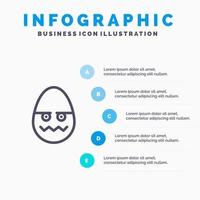 Feier Dekoration Osterei Liniensymbol mit 5 Schritten Präsentation Infografiken Hintergrund vektor