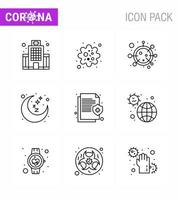 coronavirus 9 linje ikon uppsättning på de tema av korona epidemi innehåller ikoner sådan som hälsa sömn virus natt mikroorganism viral coronavirus 2019 nov sjukdom vektor design element