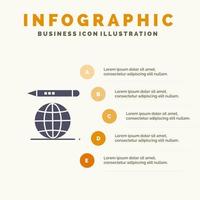 Welt Bildung Globus Bleistift Infografiken Präsentationsvorlage Präsentation in 5 Schritten vektor