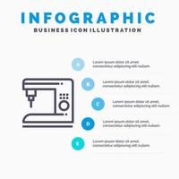 kaffe elektrisk Hem maskin blå infographics mall 5 steg vektor linje ikon mall