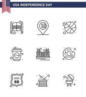 9 kreativ USA ikoner modern oberoende tecken och 4:e juli symboler av Port soda tecken dryck flaska redigerbar USA dag vektor design element