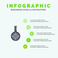 kemisk flaska reaktion labb mål fast ikon infographics 5 steg presentation bakgrund vektor