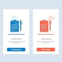 dokument business zwischenablage datei seite planungsblatt blau und rot jetzt herunterladen und kaufen web-widget-kartenvorlage vektor