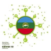 karachay chekessia coronavius flagga medvetenhet bakgrund stanna kvar Hem stanna kvar friska ta vård av din egen hälsa be för Land vektor