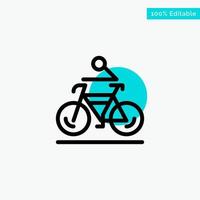 Aktivität Fahrrad Radfahren Radfahren Türkis Highlight Kreis Punkt Vektor Icon