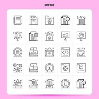 Umriss 25 Büro Icon Set Vektor Linienstil Design schwarze Icons Set lineare Piktogramm Pack Web und mobile Geschäftsideen Design Vektor Illustration