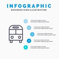 Autobus liefert logistische Transportlinie Symbol mit 5 Schritten Präsentation Infografiken Hintergrund vektor