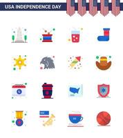 16 USA platt packa av oberoende dag tecken och symboler av gåva jul oberoende firande juice redigerbar USA dag vektor design element