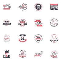 Happy Fathers Day Kalligrafie-Grußkarte 16 schwarz-rosa Typografie-Sammlung Vektor-Illustration editierbare Vektor-Design-Elemente vektor