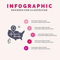 Lageplan amerikanisch solide Symbol Infografiken 5 Schritte Präsentationshintergrund vektor