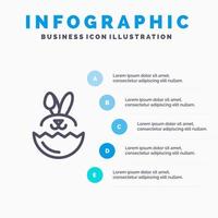 Ei Kaninchen Ostern Liniensymbol mit 5 Schritten Präsentation Infografiken Hintergrund vektor