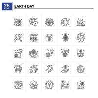 25 Earth Day Icon Set Vektorhintergrund vektor