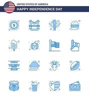 Happy Independence Day USA Pack mit 16 kreativen Blues von kalten Speisen American Fast State editierbare Usa Day Vektordesign-Elemente vektor