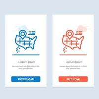 Standortkarte amerikanisch blau und rot herunterladen und jetzt kaufen Web-Widget-Kartenvorlage vektor