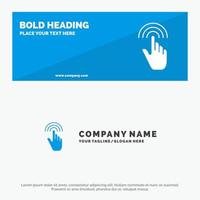 Fingergesten Handschnittstelle Tippen Sie auf solides Symbol Website-Banner und Business-Logo-Vorlage vektor