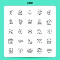 Umriss 25 Ostern Icon Set Vektor Linienstil Design schwarze Icons Set lineare Piktogramm Pack Web und mobile Geschäftsideen Design Vektor Illustration