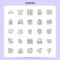 översikt 25 valentine ikon uppsättning vektor linje stil design svart ikoner uppsättning linjär piktogram packa webb och mobil företag idéer design vektor illustration