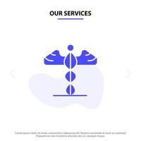 unsere dienstleistungen medizin medizinisches gesundheitswesen griechenland solide glyph icon web card template vektor