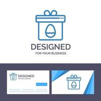 kreativ företag kort och logotyp mall gåva låda ägg påsk vektor illustration