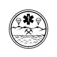 land sjö luft räddning ikon tecken symbol svart och vitt vektor