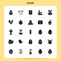 solide 25 Ostern Symbolsatz Vektor Glyphe Stil Design schwarze Symbole Set Web und mobile Geschäftsideen Design Vektorillustration