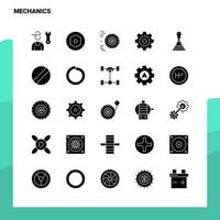 25 Mechanik-Icon-Set solide Glyphen-Icon-Vektor-Illustrationsvorlage für Web- und mobile Ideen für Unternehmen vektor