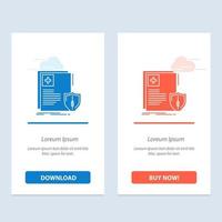 dokument schutzschild medizinische gesundheit blau und rot jetzt herunterladen und kaufen web-widget-kartenvorlage vektor
