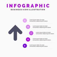 pil pil upp ladda upp fast ikon infographics 5 steg presentation bakgrund vektor