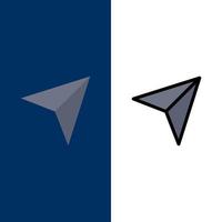 Karte Pin Marker Mail-Icons flach und Linie gefüllt Icon Set Vektor blauen Hintergrund