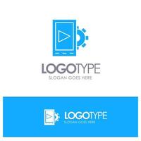 mobil design miljö blå fast logotyp med plats för Tagline vektor