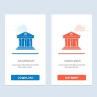 Bank företag finansiera byggnad pengar blå och röd ladda ner och köpa nu webb widget kort mall vektor