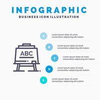 inlärning lärare ABC styrelse blå infographics mall 5 steg vektor linje ikon mall