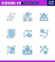 9 blaue Coronavirus-Epidemie-Icon-Pack saugen als Todessarg-Übertragungsvirus-Krankheit Virus-Coronavirus 2019nov-Krankheitsvektor-Designelemente vektor