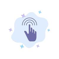 Fingergesten Handschnittstelle Tippen Sie auf das blaue Symbol auf abstraktem Wolkenhintergrund vektor
