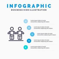 bäst vänner vänskap grupp linje ikon med 5 steg presentation infographics bakgrund vektor
