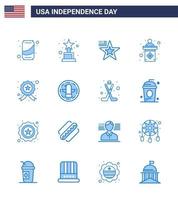 bearbeitbares Vektorlinienpaket von usa day 16 simple blues of star badge american sign wahl editierbare usa day vector design elements