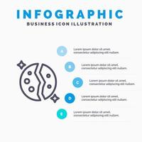 astronomi förstörd galax planet Plats linje ikon med 5 steg presentation infographics bakgrund vektor