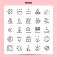 Umriss 25 Wissenschaft Icon Set Vektor Linienstil Design schwarze Icons Set lineare Piktogramm Pack Web und mobile Geschäftsideen Design Vektor Illustration