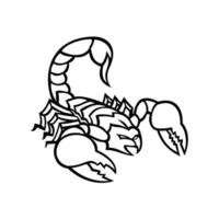 Skorpion mit Stachel im Begriff, Maskottchen schwarz und weiß anzugreifen vektor