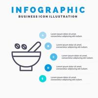 Kosmetische Kräuter Kräuter Heilkräuter Natürliche Bio-Pflanzen Liniensymbol mit 5 Schritten Präsentation Infografiken Hintergrund vektor