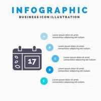 kalender dag datum irland fast ikon infographics 5 steg presentation bakgrund vektor